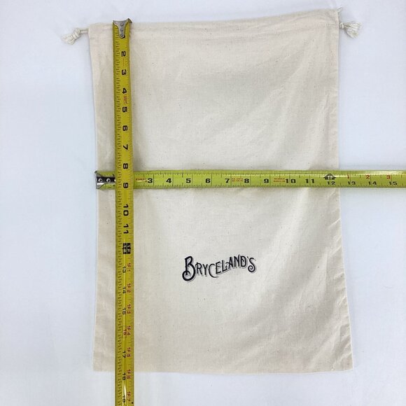 Bryceland’s Canvas Drawstring White Bag with Printed Bryceland’s Name 12"x18" - Picture 3 of 4
